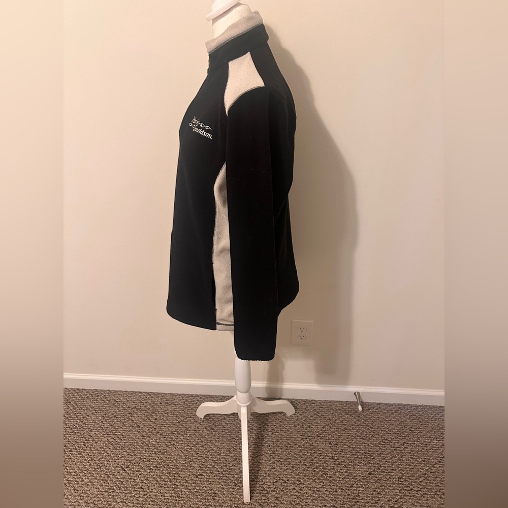 Harley Davidson Black and Cream Half-Zip Pullover Size Large - Picture 3 of 8